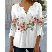Ženska ljetna bluza Labavi cvjetni ispisani vrhovi Casual V izrez majica za odmor za odmor