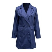 Ženska V-izrez Casual Blazer Solid Boja Slim Fit odijelo Haljina dvostruko prsa s dugim rukavima