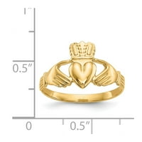 14k žuti zlatni prsten za prsten od poliranog poliranog obložaja, veličine 9