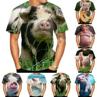 Smiješna životinja svinja 3D Print majica Muška Casual okrugli vrat kratka rukava T-shirt L