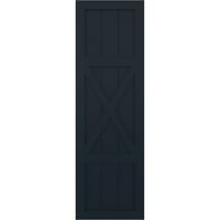 Ekena Millwork 18 W 58 H True Fit PVC Centar X-Board seoska kuća sa fiksnim nosačem, Noćno plava bez zvijezda
