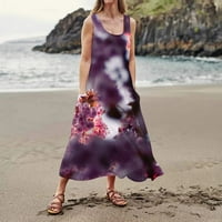 Ljetne haljine za žene ženske haljine za odmor na plaži Tank haljine bez rukava cvjetni štampani Sun Dress