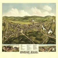 Istorijska karta Monson Massachusettsa Hampden County Poster Print