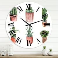 Dizajd Cvijeće u loncu kaktusa i sukulenti tradicionalni zidni sat