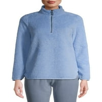 Como Blu za žene Athleisure Fau Sherpa Zip pulover