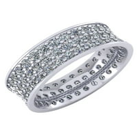 3.00 Ct okrugli rez prirodni dijamant konkavne 3row godišnjica vjenčanja vječnost bend prsten solidan