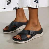 Boho Slide sandale za žene djevojke odjevene sandale s niskim klinom Ležerne ravne sandale s otvorenim
