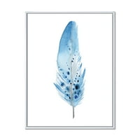 Designart 'Abstract Blue Boho Feathers' Boemski I Eklektični Uramljeni Platneni Zidni Umjetnički Print