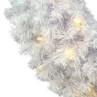 Vickerman 60 Kristal bijela smreka umjetna božićna vijenca, topla bijela LED mini svjetla - Fau smreka