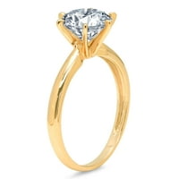 ct briljantno okrugli rez prirodni akvamarin 14k pasijans od žutog zlata prsten SZ 4.5