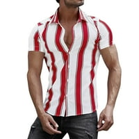HUMPTE majice za muškarce kratki rukav proljeće ljetne casual prugaste tiskane majice Modne top bluze