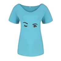 fvwitlyh majice za žene tanke majice ženske Casual majice majice modni kratki rukavi štampani letnji V-izrez