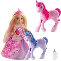 Barbie Dreamtopia Poklon set sa Chelsea Princess Lutkom u srčanoj haljini, baby jednorog i dodaci, poklon
