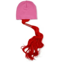 Disney Little Girls Princess Ariel Winter Beanie Hat and Ponytail, Starost 4-7