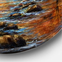 Designart 'Sunrise Glow In the Autumn Forest' Lake House Circle Metal Wall Art-disk of 23