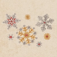 Linum Početna Božićne snježne padavine vezeni bež Turski pamučni ručnik