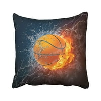 Košarkaška lopta u vatri i vodenoj rasteru omotanog plamena i crne za igru ​​jastučnicu za jastuk