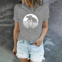 GDFUN Ljetni vrhovi za žene plaža Tree Print kratkih rukava Casual Hawaiian Resort Top Majice za žene