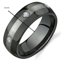 Muški Trostruki Comfort Fit crni i srebrni volfram prsten za vjenčanje