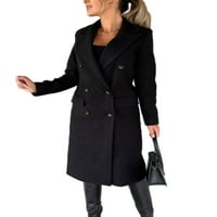 Glookwis Ženske tipke Omotači elegantni kaputi od graška dugačak dugačak kaput od kaputa od kaputa od