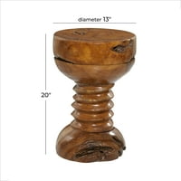 Decmode 13 20 smeđa stola za ručno izrađenu kamencu od tikovine sa ivicama žive s namotanom bazom, 1 komad