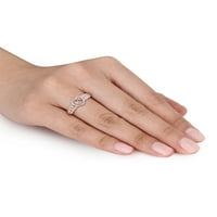 1- Carat t.g.w. Morgatit od srca i karata T.W. Diamond 10kt ružičasta minđuše i prsten