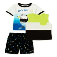 Garanimals Baby Boy & Toddler Boy majica, rezervoar i kratke hlače Mi & Match Outfit set, 3-komad, 12m-5t