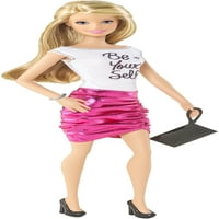 Barbie FASHIZAS Barbie lutka, ružičasta suknja i Budite sami majica