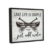 Stupell Industries Lake Life Life Ores Rustikalna kabina Tipografija Grafički umjetnički jet crni plutajući