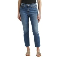 Srebrne Jeans Co. Ženske Zdrave noge Visokim tankim ravnim trapericama, veličine struka 24-36