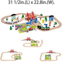 Fun Little igračke Drveni željeznički trag - Drvena željeznička set za mališane, dječake i djevojke 3,