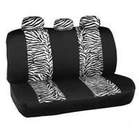 ZEBRA PRINT Auto sjedalo pokriva dva tonska zebra akcent na crnoj, 9pc, punom setu