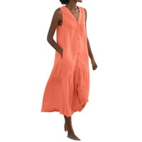 Susanny Maxi Boho haljine za žene pamučno posteljina dugačka haljina dugačka haljina dolje V izrez plus