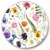 Dizajdrt 'Coloful Wildflowers cvjetni uzorak I' Tradicionalni krug metalna zidna umjetnost - disk od 29