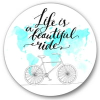 Designart 'Life Is a Beautiful Ride With Bicycle' tradicionalni krug Metal Wall Art-disk of 36