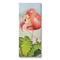 Stupell Industries Majestic Bird Pink Flamingo stojeći listovi Palmi za vodu, 24, dizajn Â© Lisa Sparling