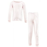 Hudson Baby Child Girl Cotton Pajama set, meka ružičasta pruga, godina