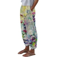 Ženske hlače Žene Ležerne prilike, Dugo obojen maslačak za maselion Džep za ispis Visoka struka pantalone