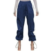 Duge pantalone za žene Ženske trendi hip-hop reflektirajuće šivanje labavih pantalona hlača plava m