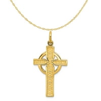 Carat in Karats 14k žuto zlato Celtic Cross privjesak Charm sa 10k žuto zlato lagana lančana ogrlica 18
