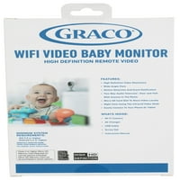 Graco WiFi monitor za bebe sa noćnim vidom, otkrivanje pokreta i način zvuka, predstavljen u boji sive