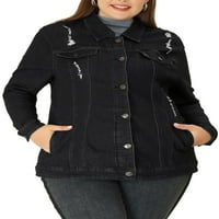 Jedinstvena povoljna ženska Plus Veličina dugačka dugmad sa dugačkim rukavom prednja oprana traper jakna