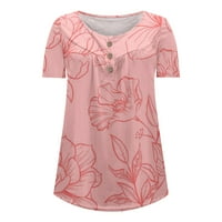 Smihono ženske modne plinove tucinske košulje cvjetne grafike Ters Trendy ljetni odjeća tipke Henley majice