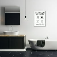 Stupell Industries vodič za kupatilo procedure dijagram Wash Brush Flush Hang, 30, dizajn sa slovima i