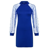 Ženske haljine štampane Casual a-Line haljine sa kragnom Mini ljetne ženske haljine plave m