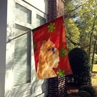 Caroline's blaga SS4701-Zastava-roditelj Brisel Grifon crvene i zelene snježne pahulje Božićna zastava,