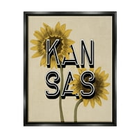 Stupell Industries Kansas Sunflowers Blossoms State Flower Botanicals grafička Umjetnost Jet crna plutajuća