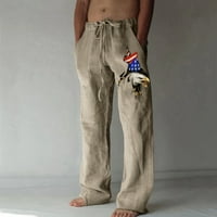 Lydiaunistar hlače pune dužine za muškarce ljetni dan nezavisnosti pamučne lanene pantalone sa širokim