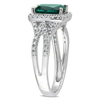 Miabella ženski CT stvorio smaragdni modni karatni dijamant 10kt bijeli Zlatni Halo koktel prsten