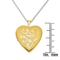 Primal srebrni srebrni zlatni pozlaćeni teksturirani i poljski Kovitleni srčani medaljon na kablovskom